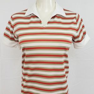 Mistral Top Small White Stripe V-Neck Polo VTG